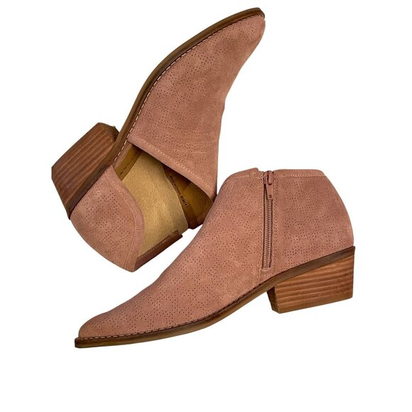 Lucky Brand Felixah Ankle Booties Blush Pink Size Women 9.5 M Suede Boots Rose - Picture 2 of 10